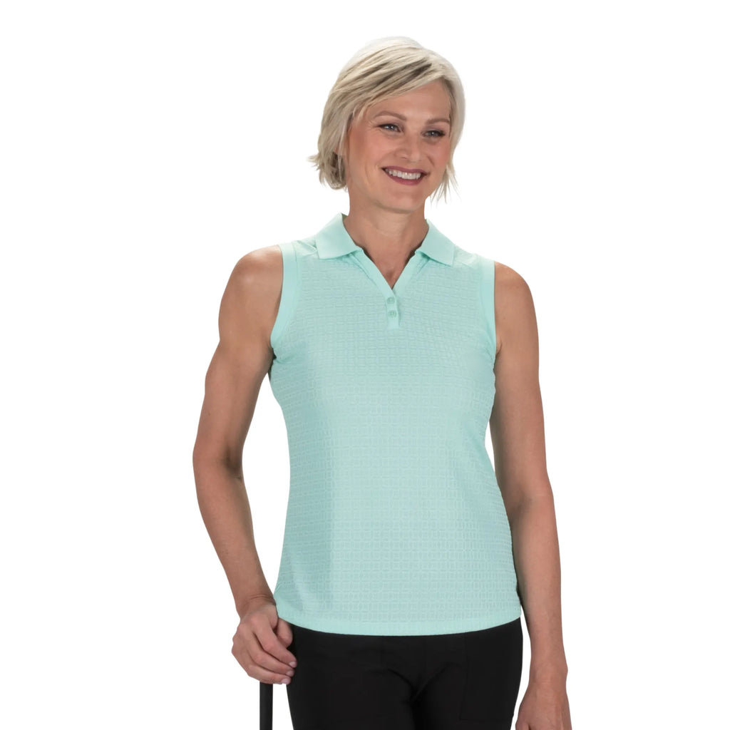 Nancy Lopez  Journey Sleeveless Polo Aqua